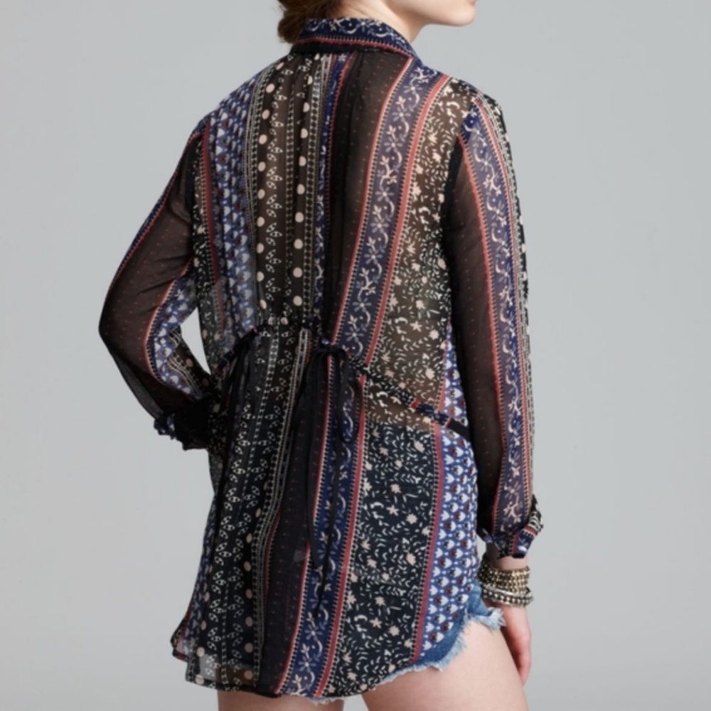 Free People Sheer Tie-back Blouse